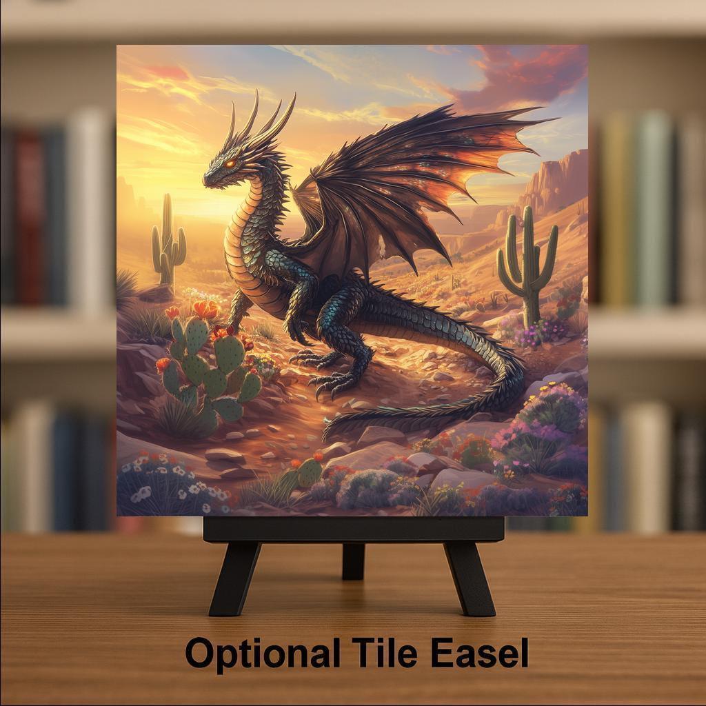 Dragon Wall Art Ceramic Tile Fantasy Decor Gift Dragon Lover Gift Mythical Art Celtic Dragon Tile
