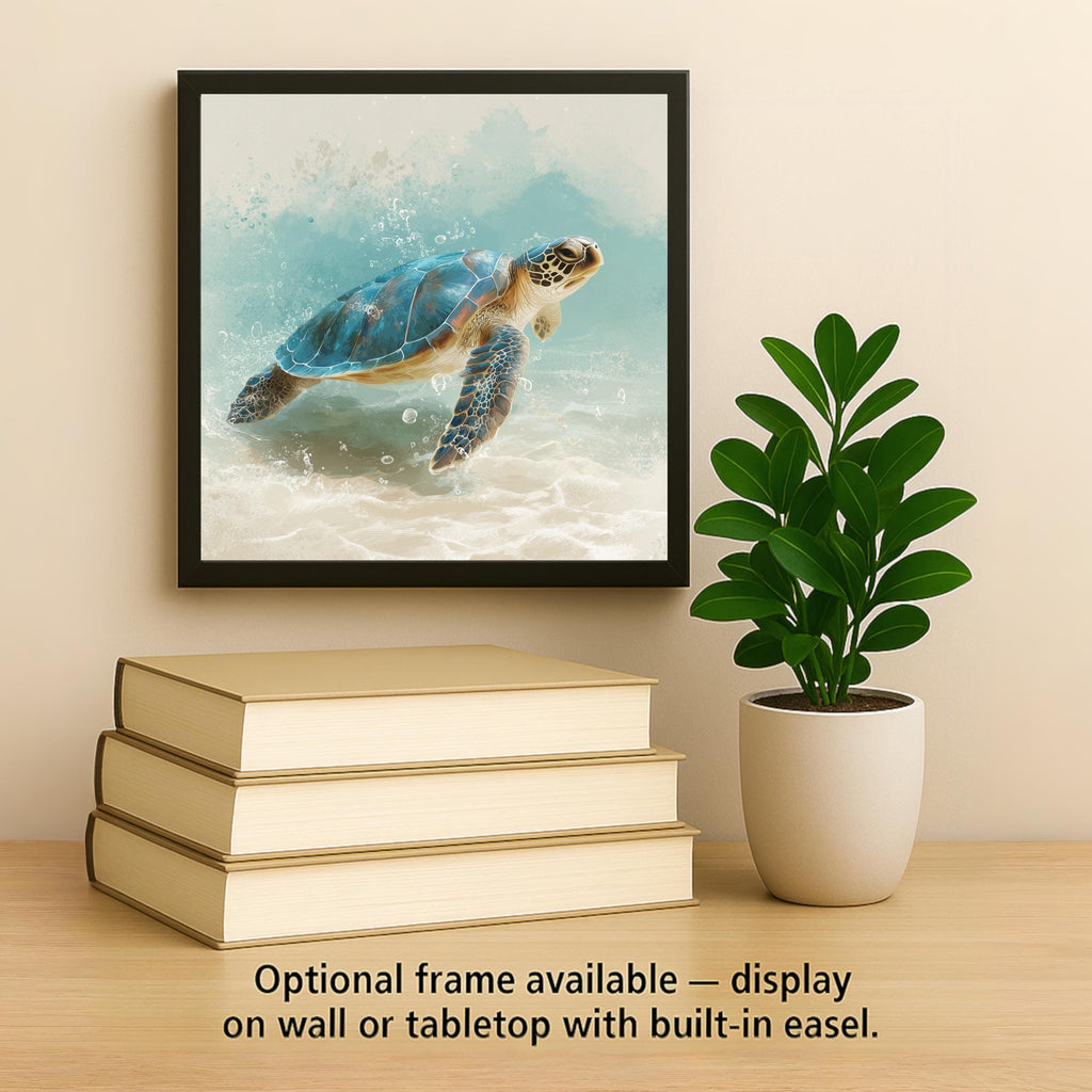 Sea Turtle Decor Ceramic Tile Wall Art Coastal Bathroom Art Beach House Gift Ocean Wildlife Tile