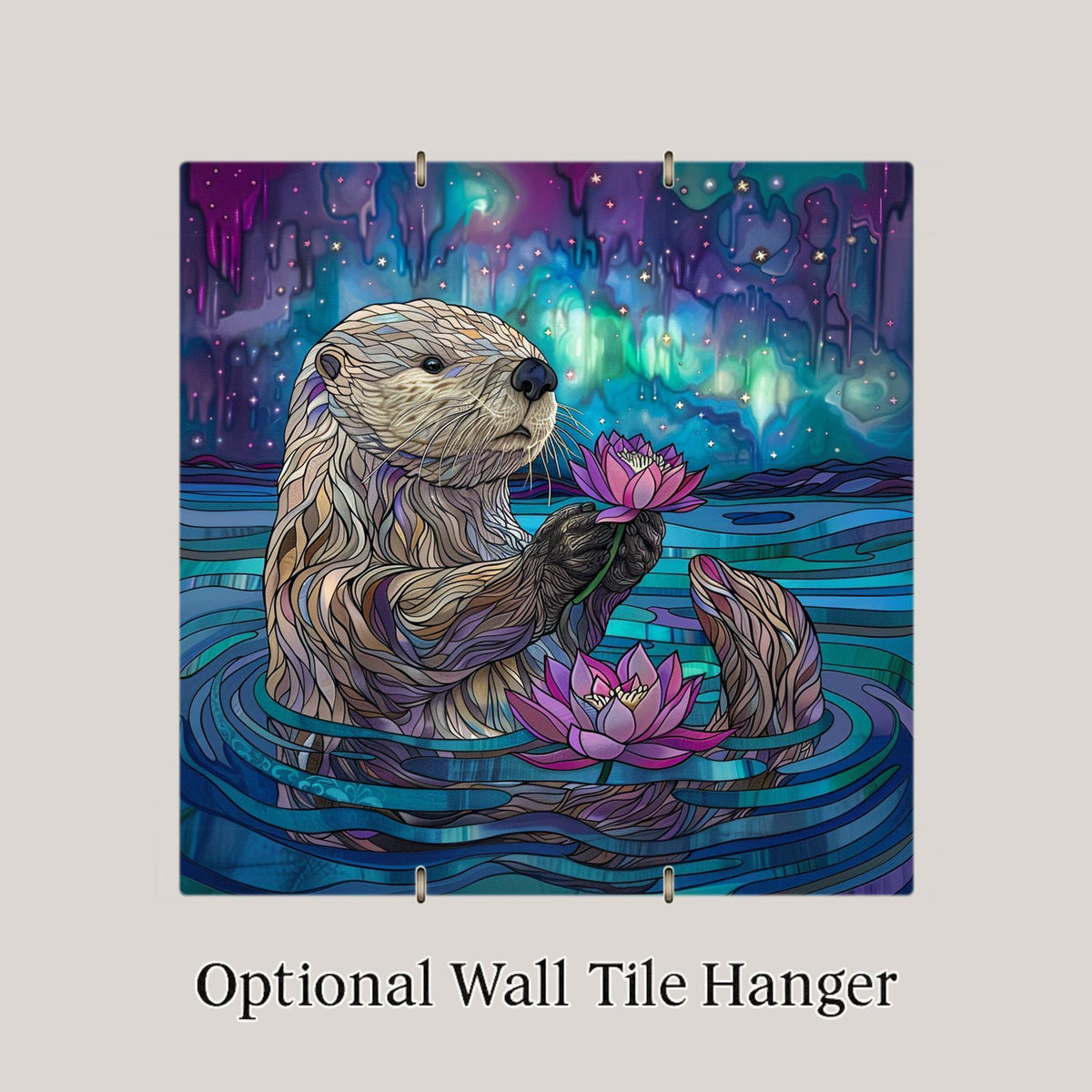 Otter Ceramic Art Tile: Coastal Wall Decor Stained Glass Style Beach House Accent Ocean Home Decor Wall Art