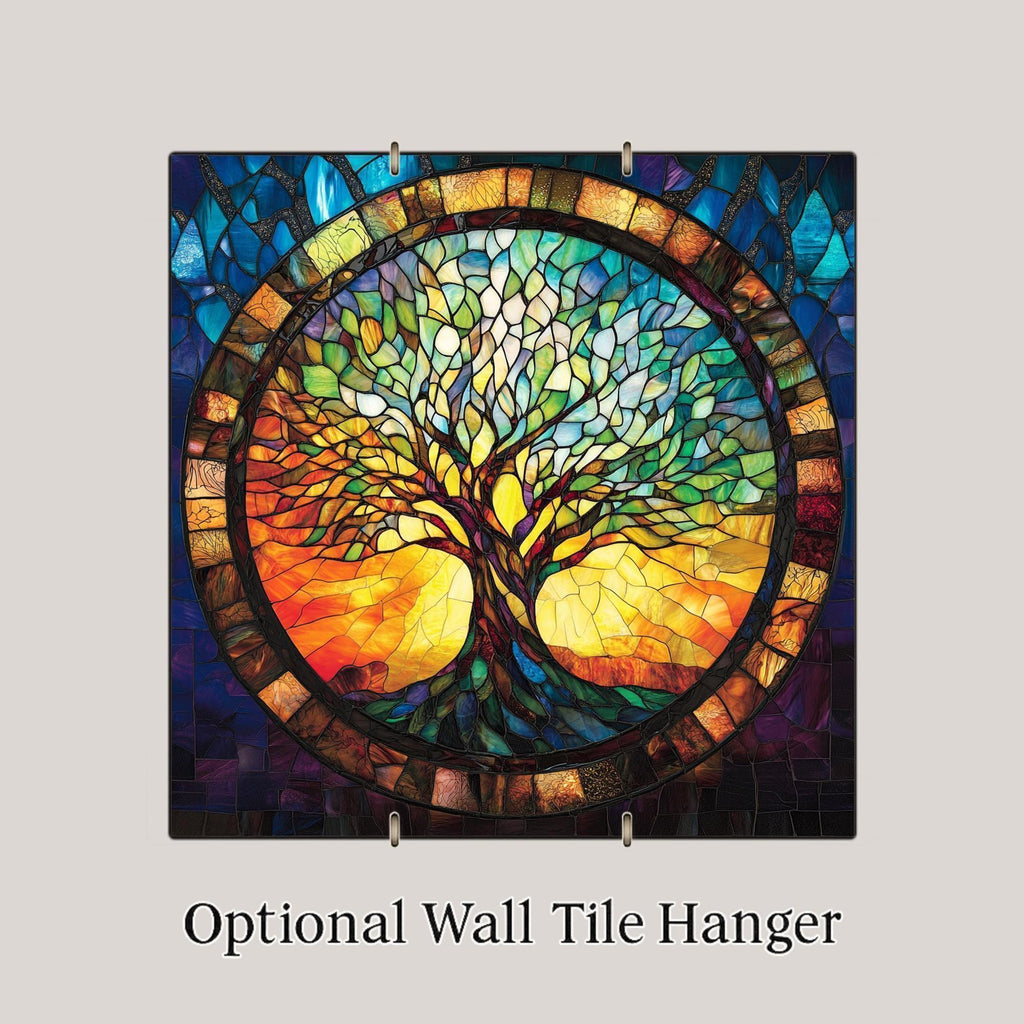 Tree of Life Ceramic Tile: William Morris Art Nouveau Stained Glass Look