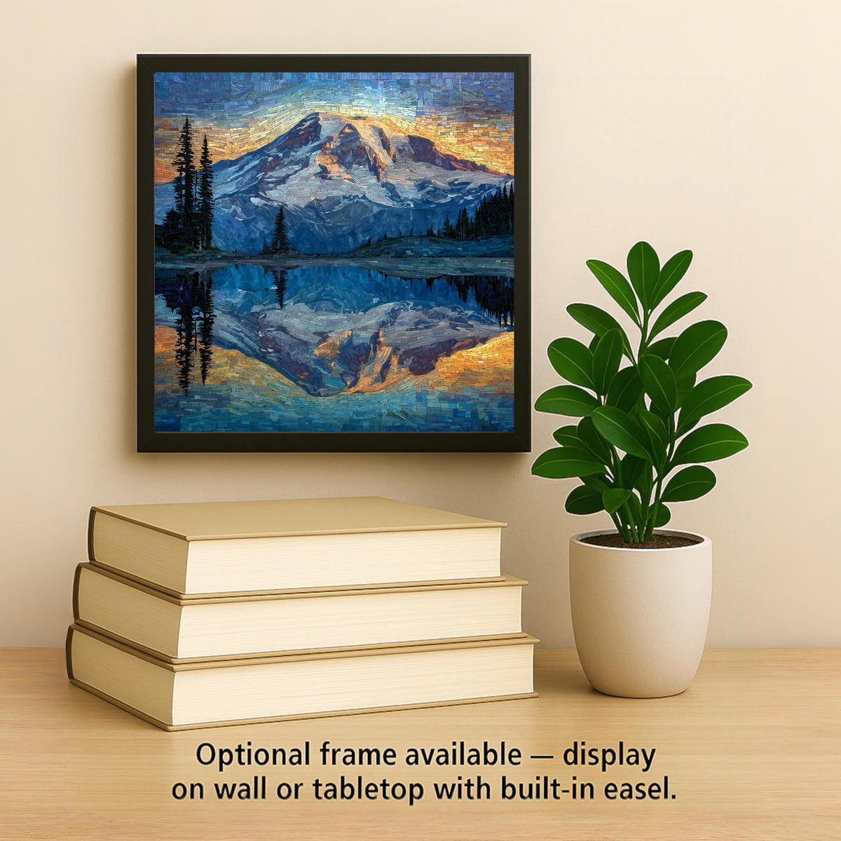 Mount Rainier Wall Art Ceramic Tile Washington Gift Alpine Reflection Decor PNW Mountain Art Nature Gift Tile