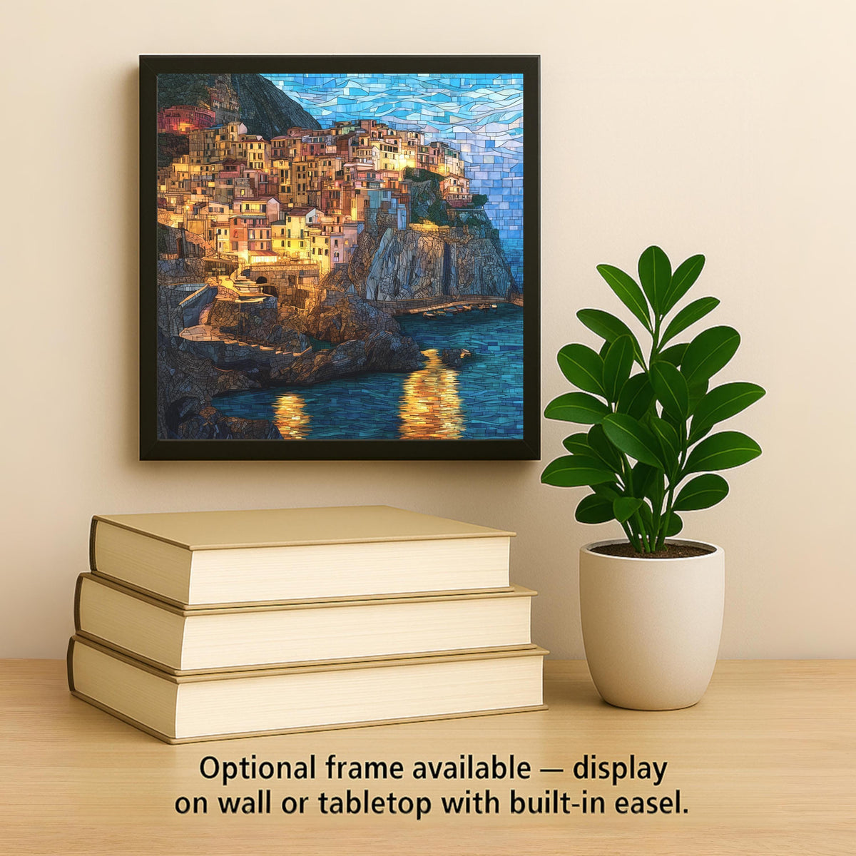 Manarola Cinque Terre Wall Art Ceramic Tile Italy Gift Coastal Village Sunset Decor Travel Art Gift Tile