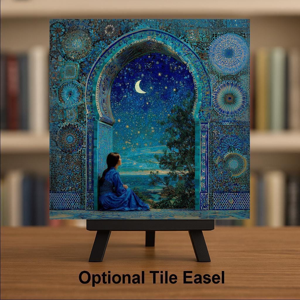Celestial Stained Glass Style Ceramic Art Tile: Memorial Keepsake Sympathy Gift Remembrance Home Decor Wall Art