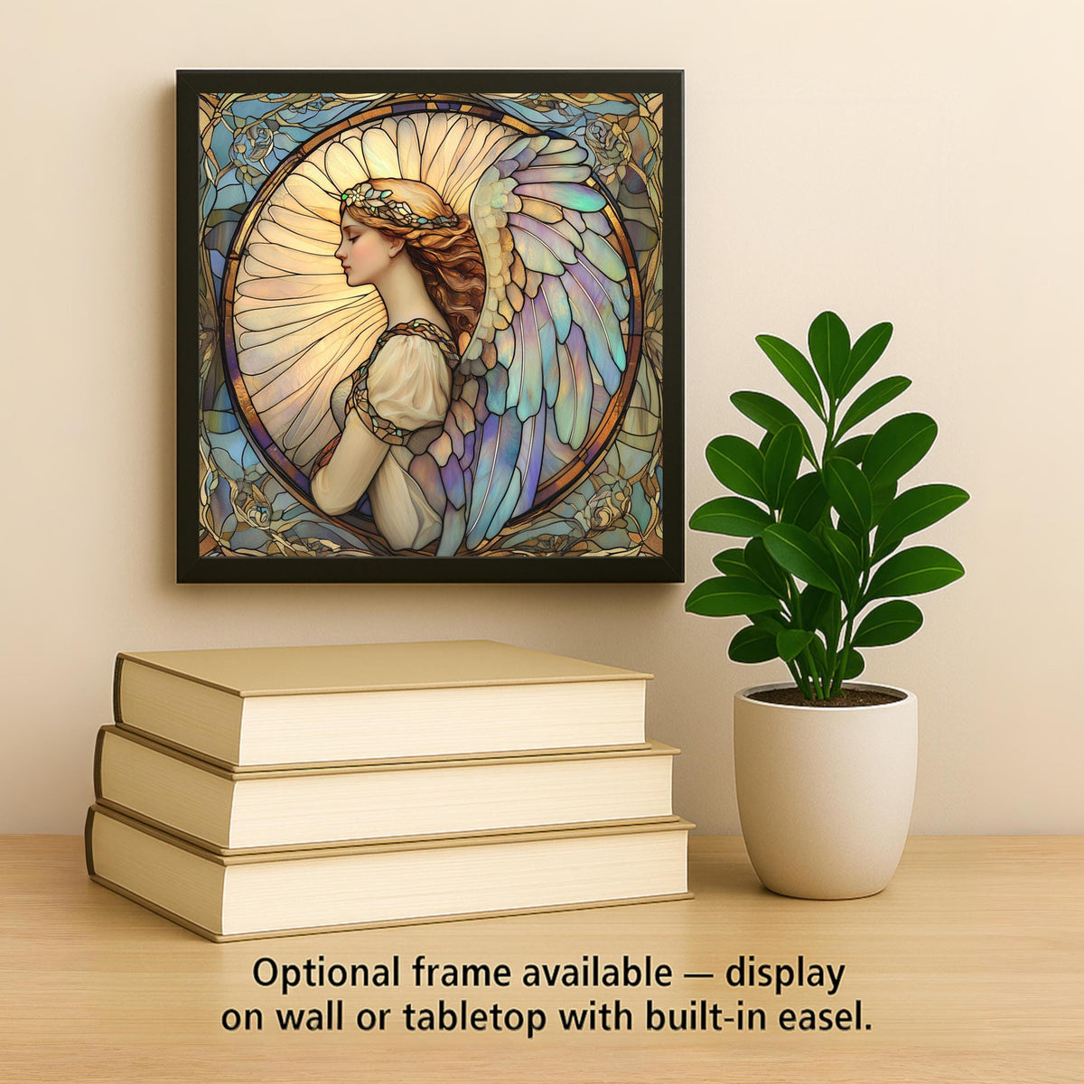 Guardian Angel Wall Art Ceramic Tile Stained Glass Style Memorial Sympathy Religious Spiritual Gift Decor