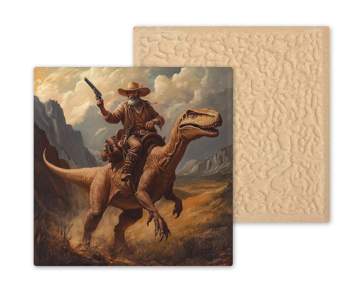 Velociraptor Ceramic Art Tile: Whimsical Wall Decor Cottagecore Gift Fantasy Home Decor Wall Art Funny Dinosaur Prehistoric Science Teach