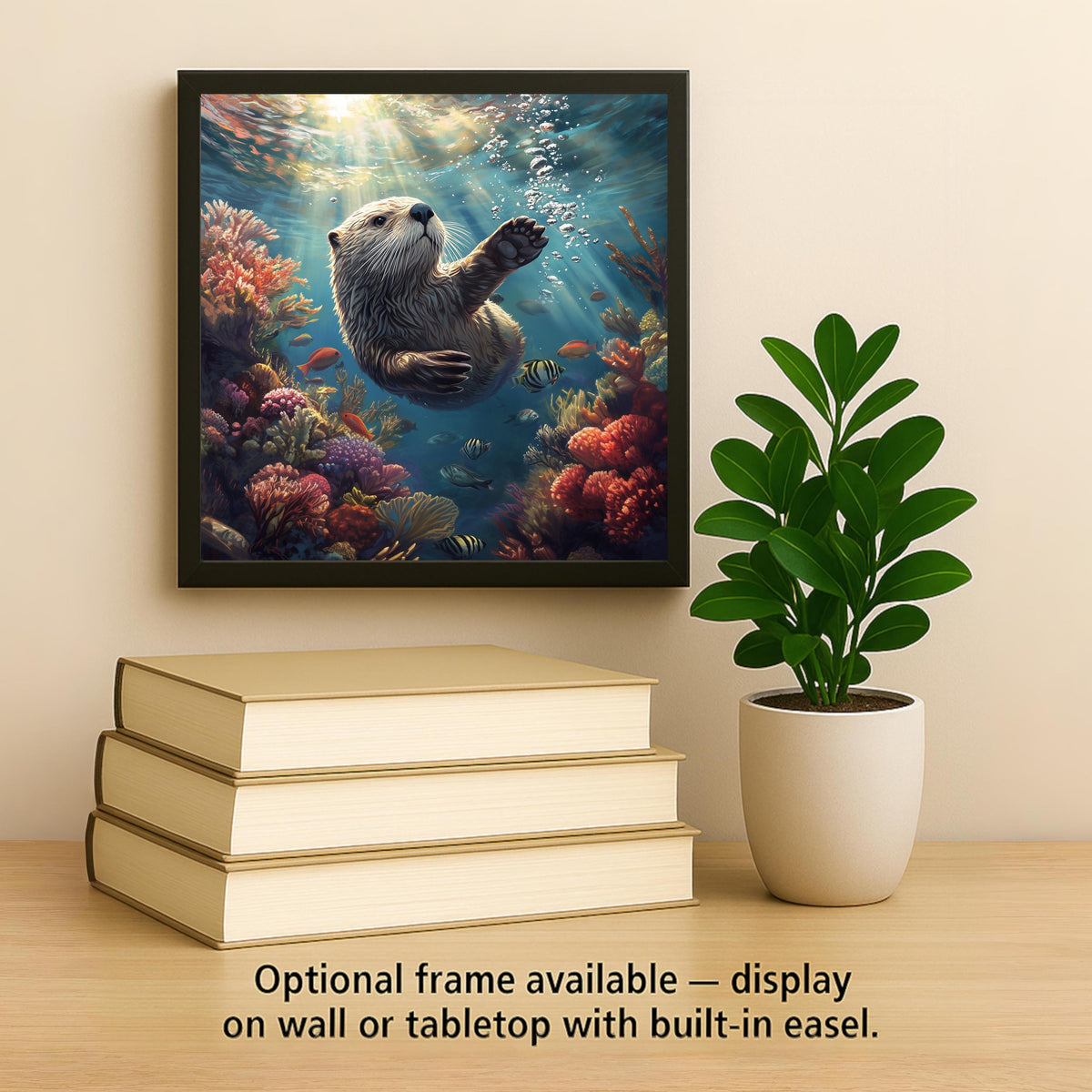 Sea Otter Ceramic Tile - Coastal Beach House Decor - Ocean Animal Wall Art for Bathroom