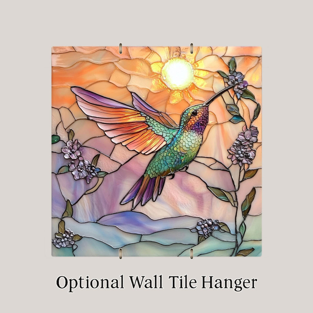 Sunrise Hummingbird Wall Art Ceramic Tile Colorful Gift Bird Lover Decor Nature Art Inspired Gift Art Tile