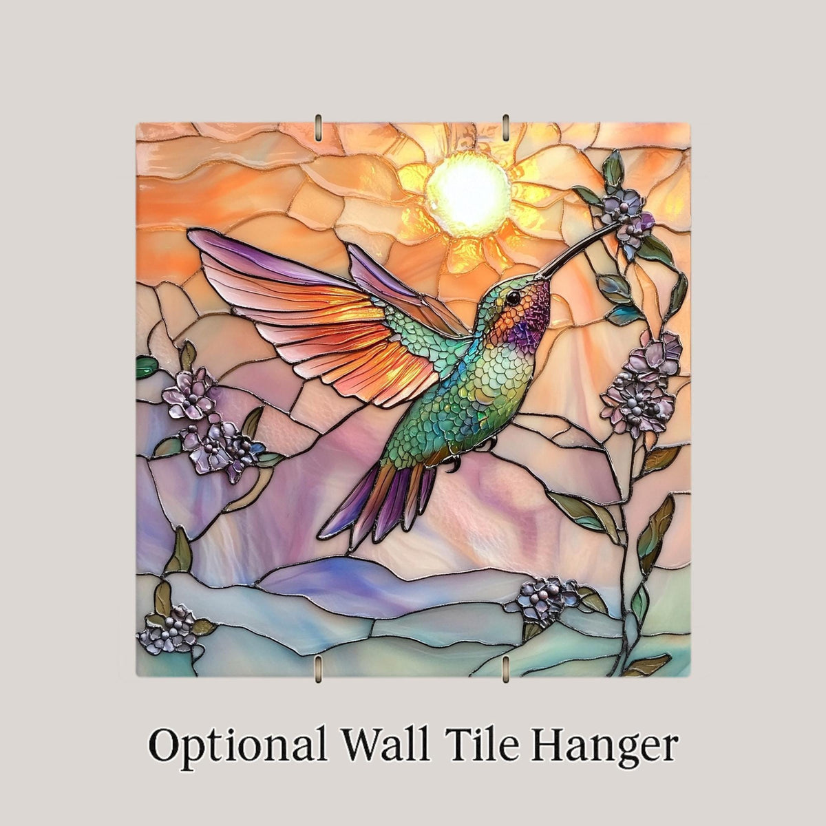 Sunrise Hummingbird Wall Art Ceramic Tile Colorful Gift Bird Lover Decor Nature Art Inspired Gift Art Tile
