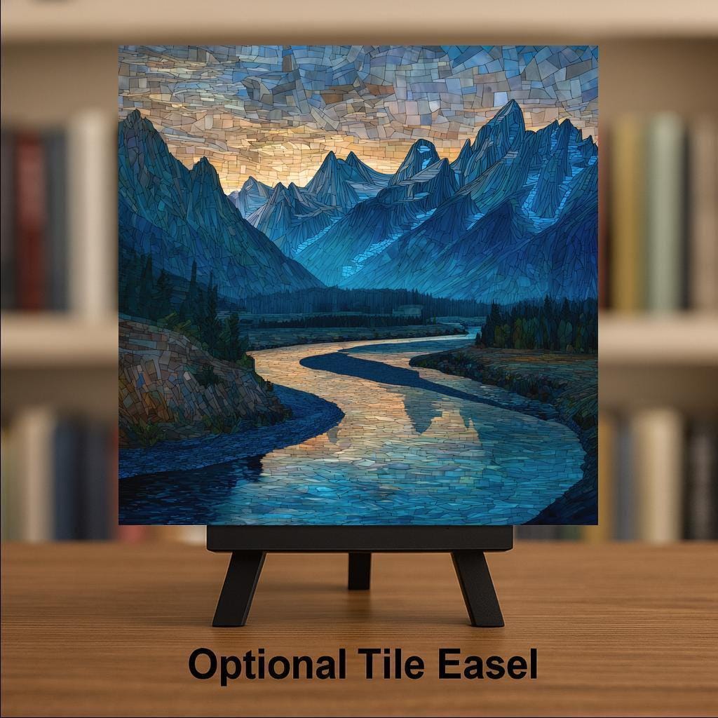 Grand Teton Wall Art Ceramic Tile Wyoming Gift Snake River Decor National Park Art Nature Lover Gift Tile