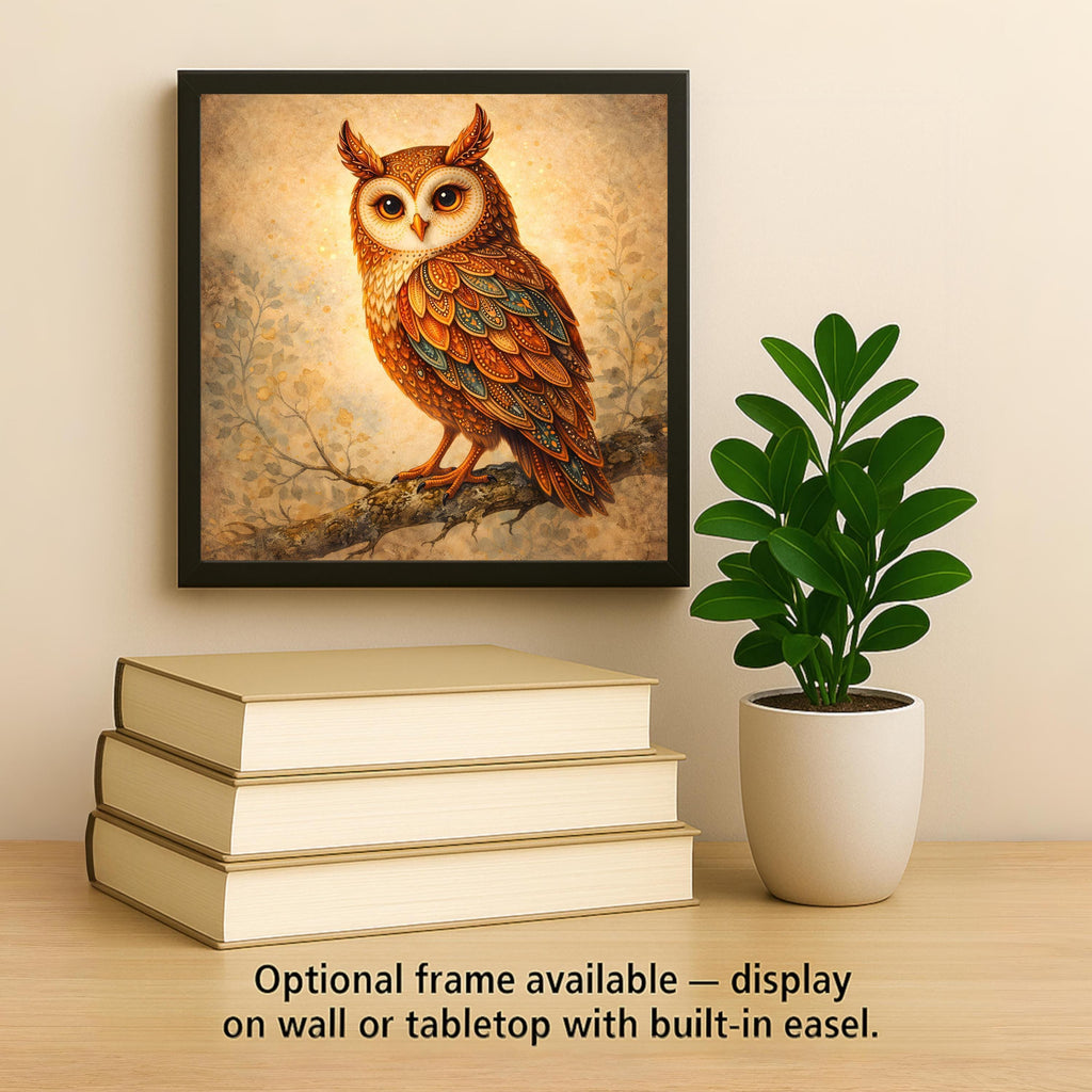Owl Ceramic Tile Wall Art Whimsical Woodland Bird Rustic Cabin Lodge Forest Wildlife Nature Home Decor