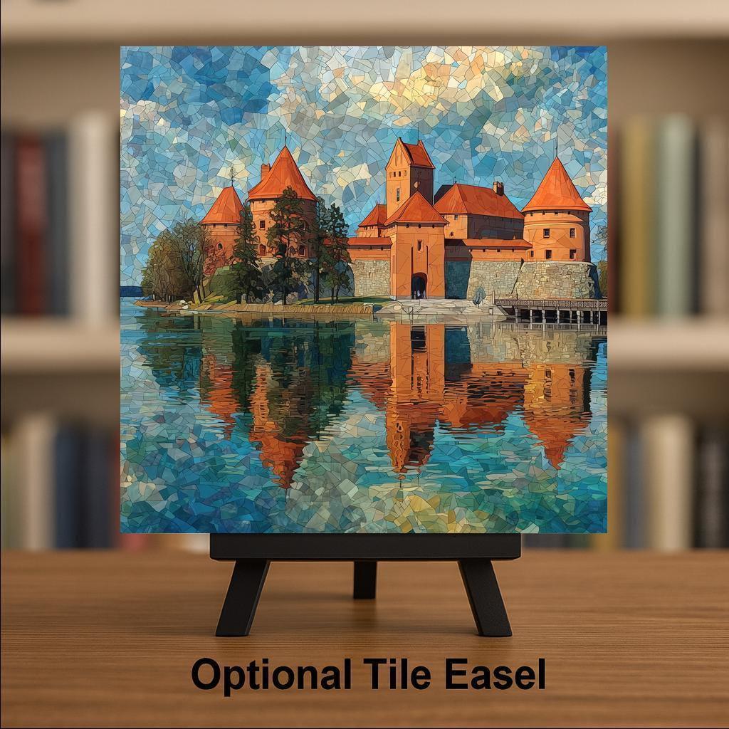 Trakai Castle Wall Art Ceramic Tile Lithuania Gift European Castle Decor Baltic Travel Art Europe Gift Tile