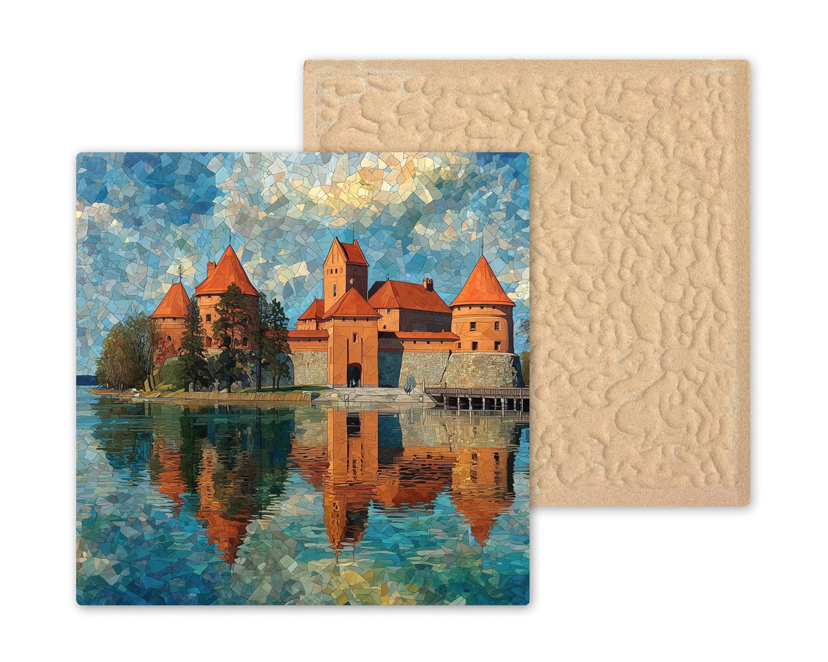 Trakai Castle Wall Art Ceramic Tile Lithuania Gift European Castle Decor Baltic Travel Art Europe Gift Tile