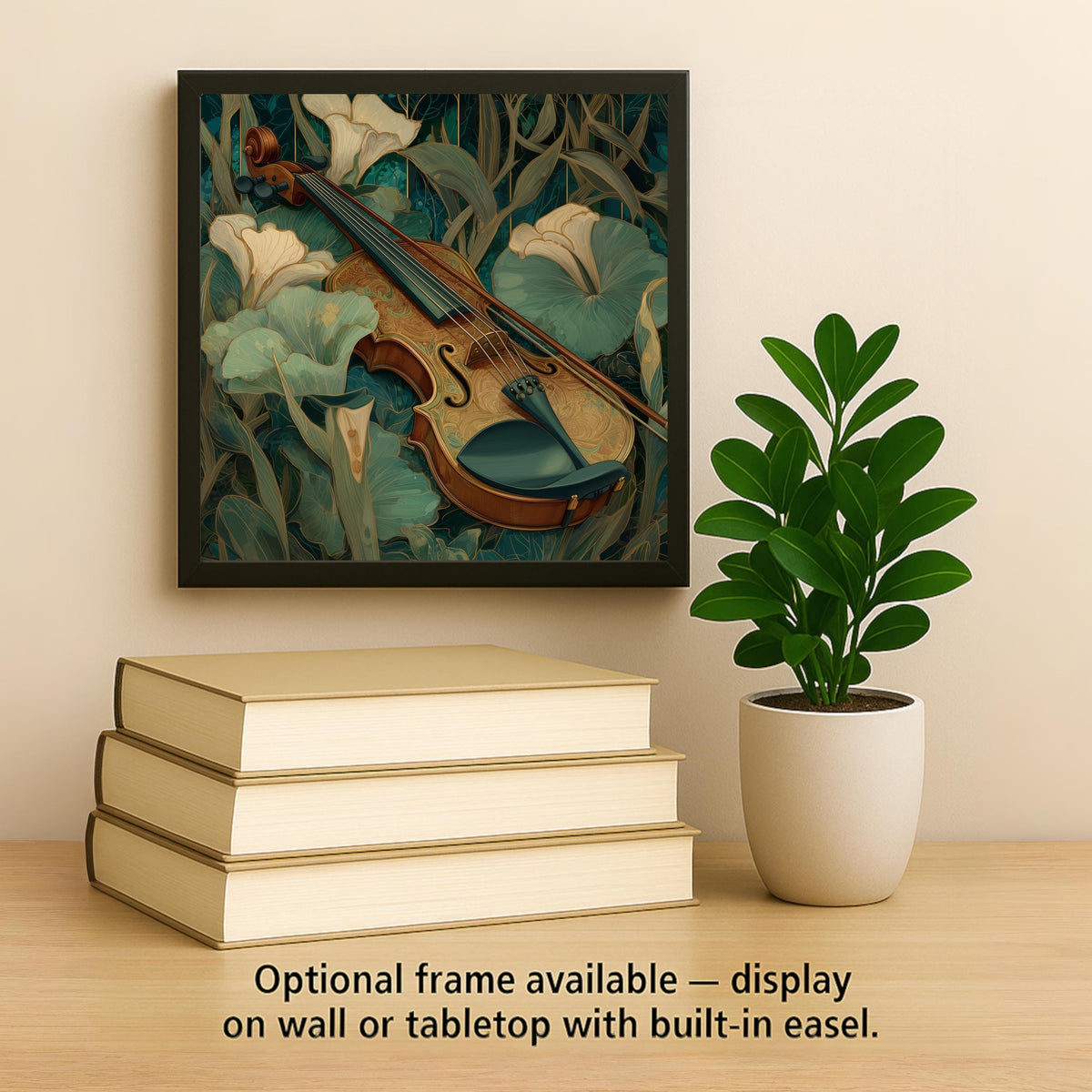 Violin Floral Wall Art Ceramic Tile Music Lover Gift Stained Glass Style Decor Music Room Art Musician Home Gift