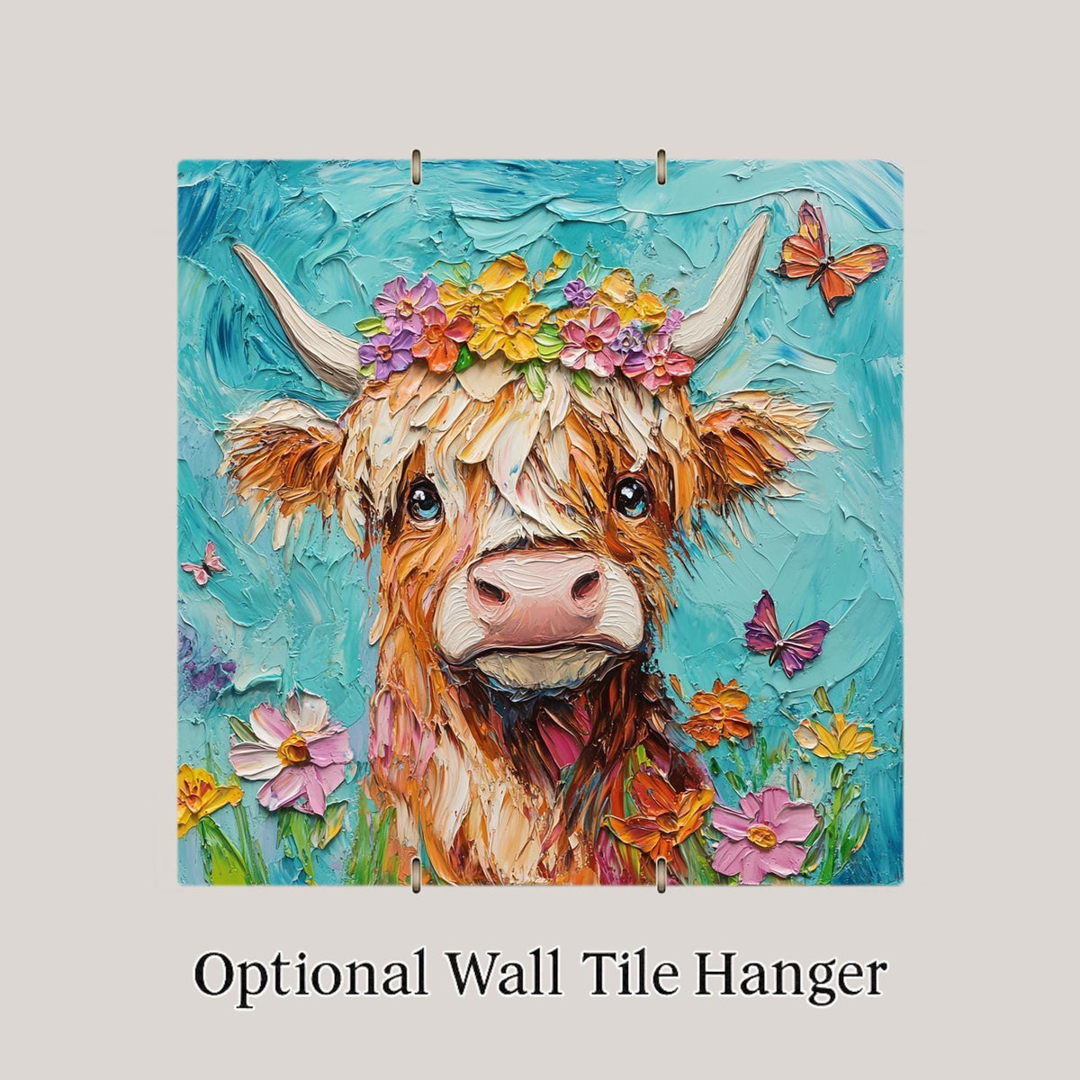 Highland Cow Ceramic Tile Wall Art Rustic Cabin Lodge Woodland Wildlife Scottish Cow Nature Home Decor