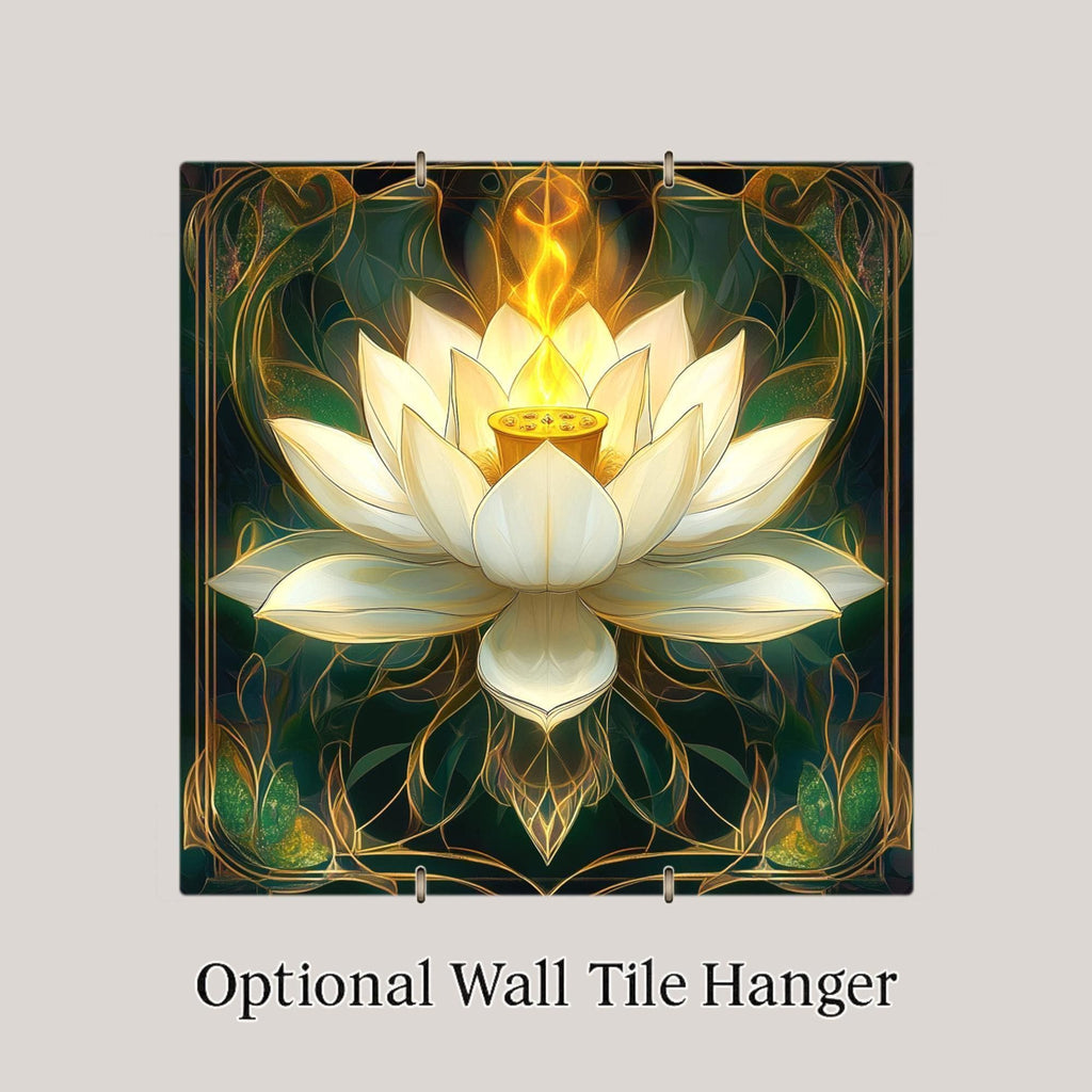 Lotus Ceramic Tile Wall Art Art Nouveau William Morris Style Spiritual Botanical Yoga Meditation Decor