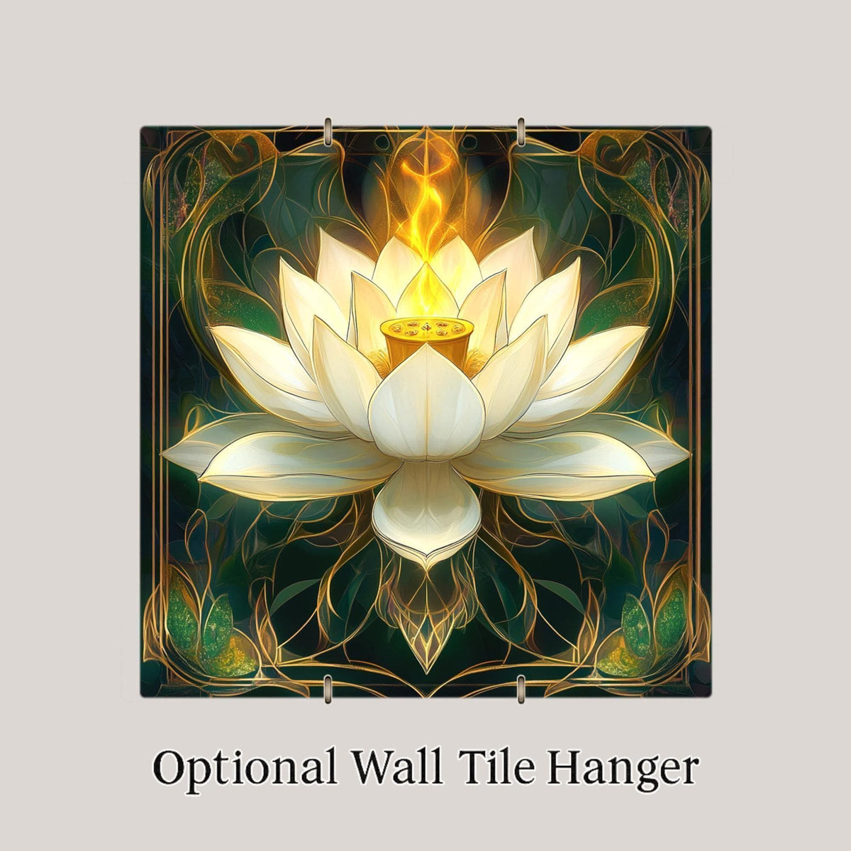 Lotus Ceramic Tile Wall Art Art Nouveau William Morris Style Spiritual Botanical Yoga Meditation Decor