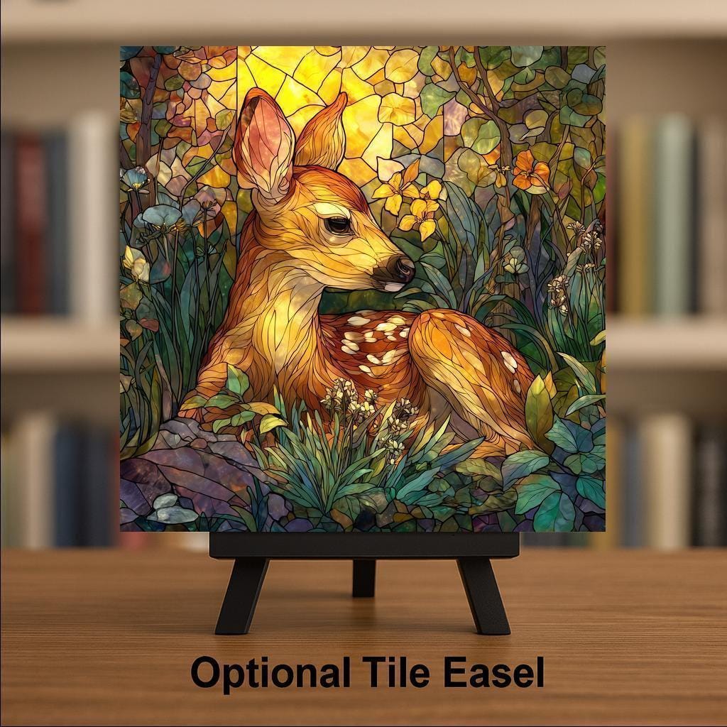 Fawn Deer Wall Art Ceramic Tile Woodland Animal Gift Nature Forest Decor Nursery Art Deer Gift Tile