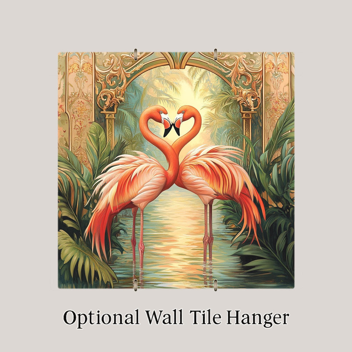 Flamingo William Morris Ceramic Art Tile: Coastal Wall Decor Beach House Accent Ocean Home Decor Wall Art Tropical Bird Flamingo Coastal