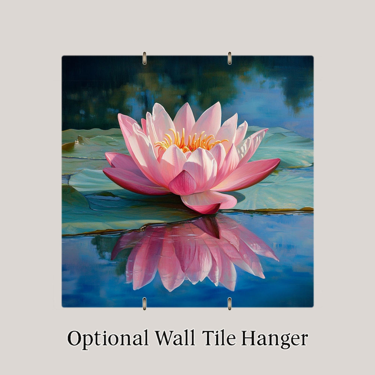 Pink Lotus Wall Art Ceramic Tile Zen Meditation Decor Yoga Wall Decor Botanical Spa Lotus Lover Spiritual Gift Accent Tile