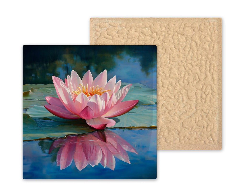 Pink Lotus Wall Art Ceramic Tile Zen Meditation Decor Yoga Wall Decor Botanical Spa Lotus Lover Spiritual Gift Accent Tile