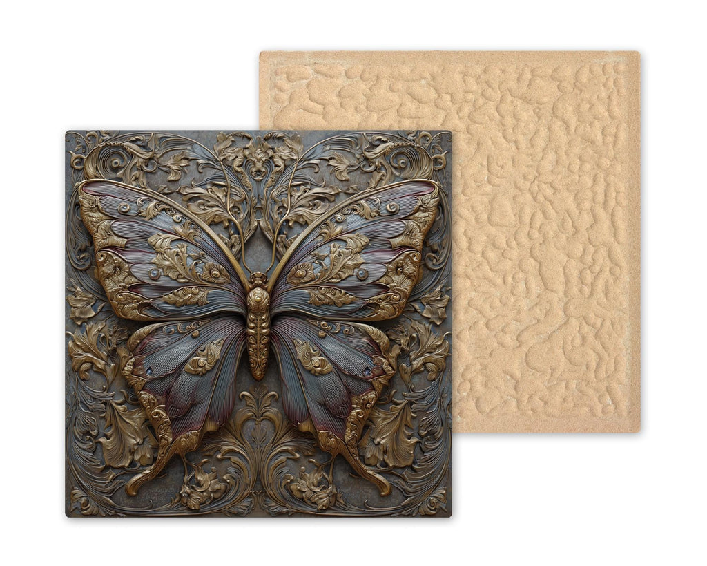 Butterfly Wall Art Ceramic Tile Art Nouveau Gift William Morris Botanical Floral Decor Butterfly Lover Nature Art