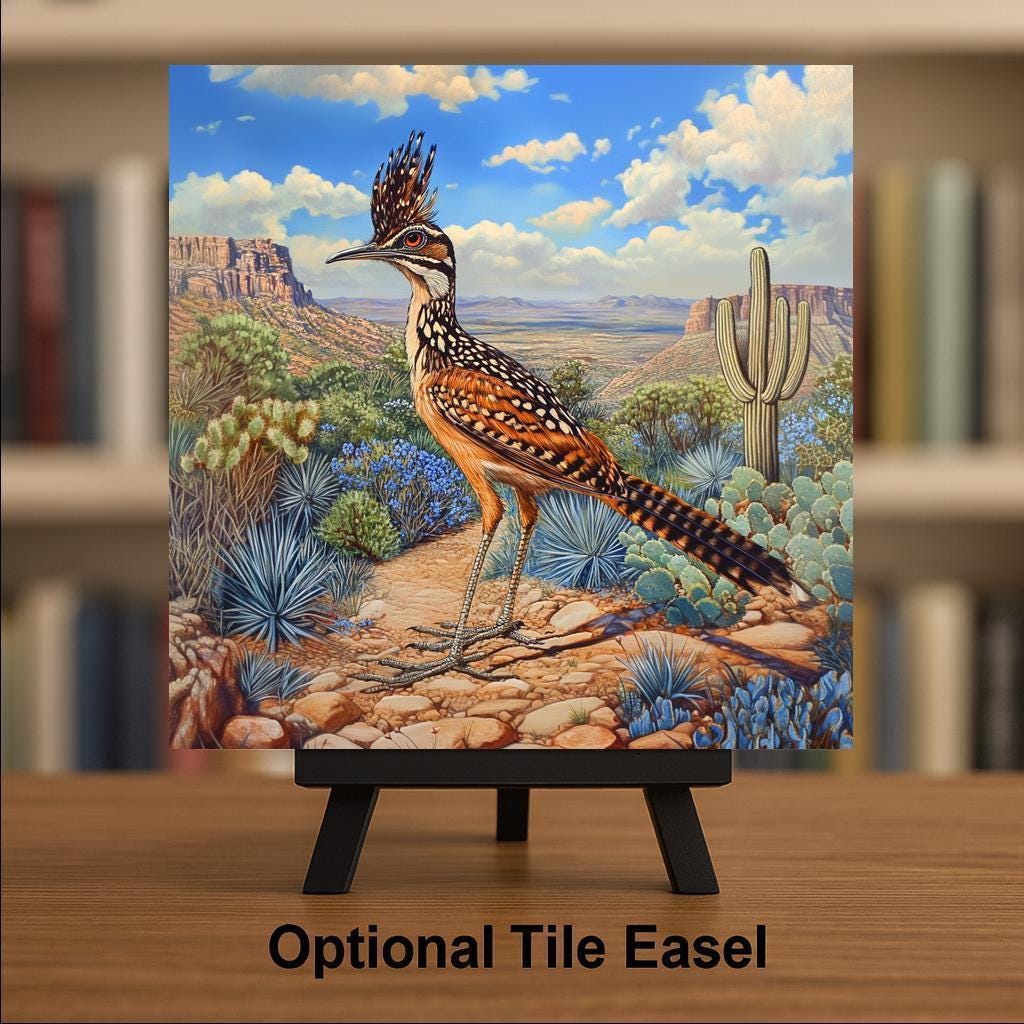 Roadrunner Wall Art Ceramic Tile Southwest Decor Desert Bird Gift New Mexico Decor Place Identity Nature Art