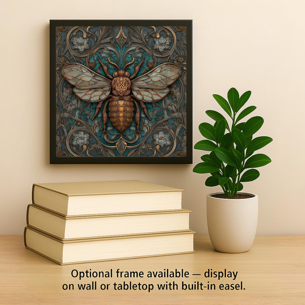 Bee Ceramic Art Tile – Art Nouveau Style, William Morris, Bee Lover Gift, Beekeeper Botanical Garden Nature