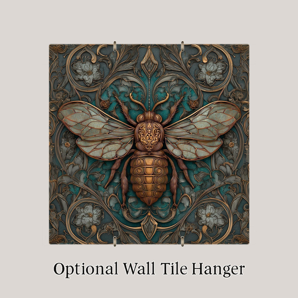 Bee Ceramic Art Tile – Art Nouveau Style, William Morris, Bee Lover Gift, Beekeeper Botanical Garden Nature