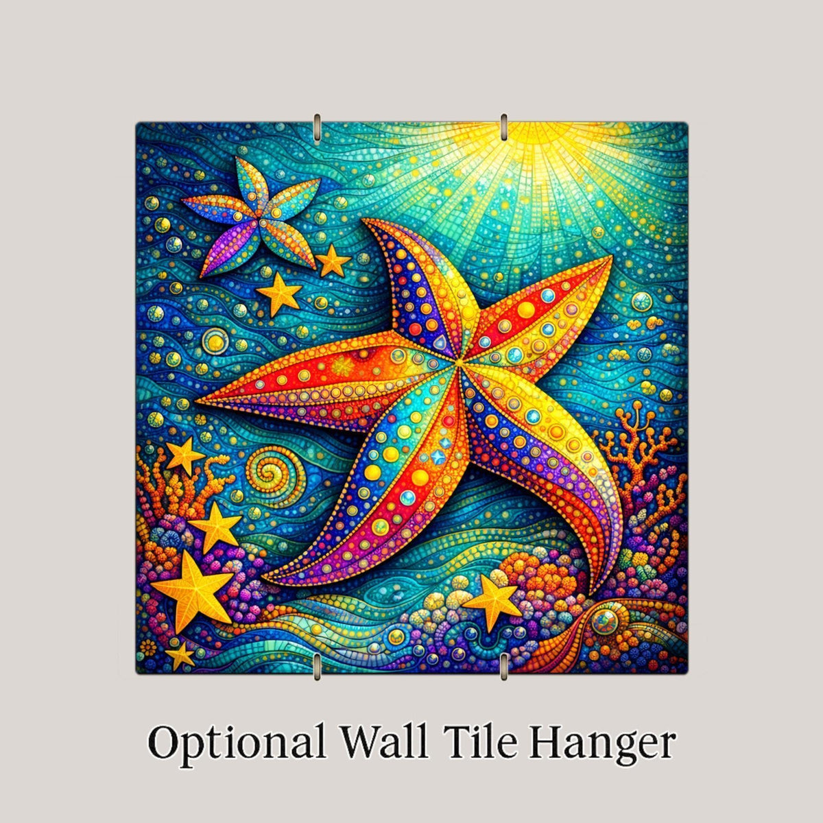 Starfish Wall Art Ceramic Tile Stained Glass Style Ocean Gift Coastal Decor Beach Cottage Nature Art