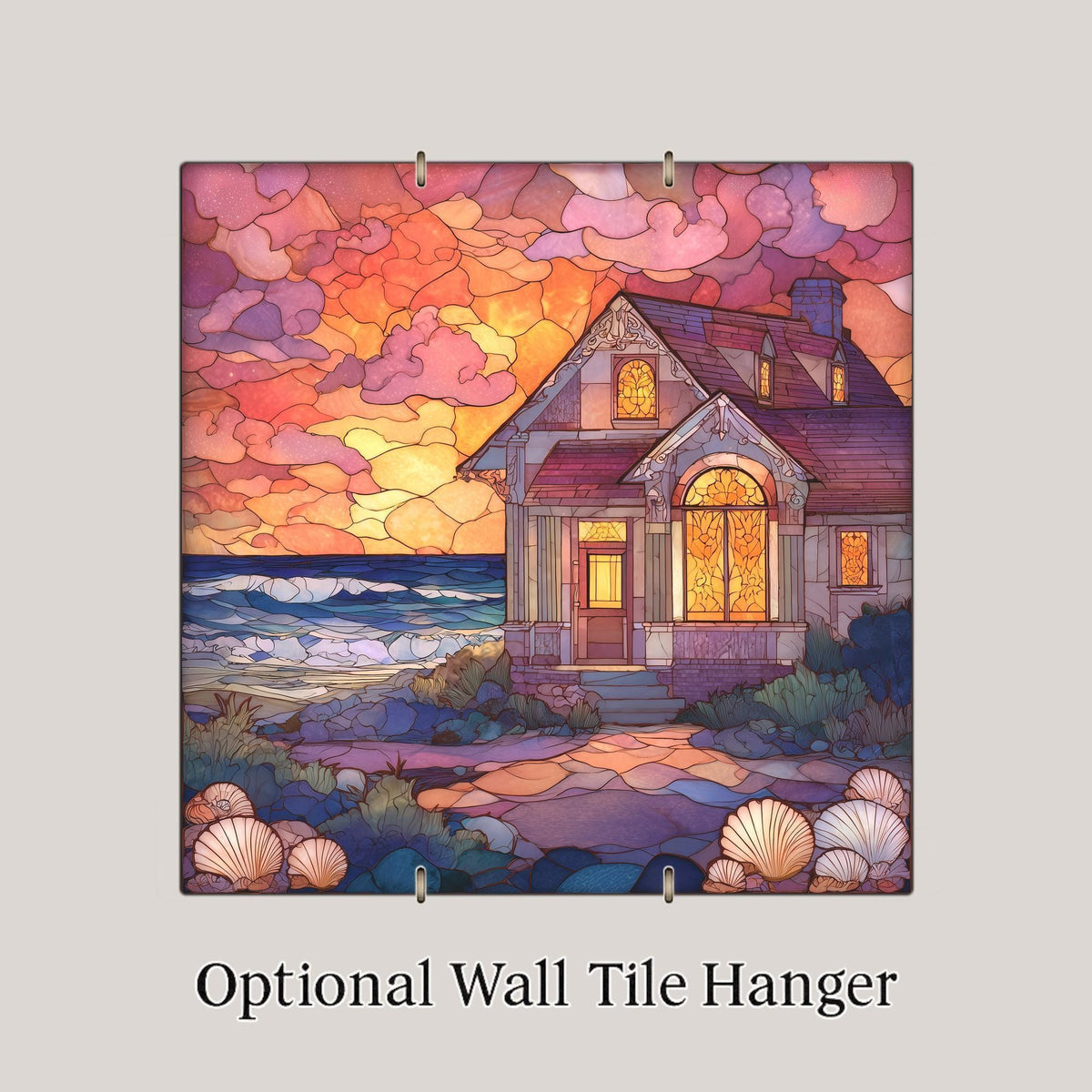 Coastal Cottage Sunset Wall Art Ceramic Tile Beach Cottage Gift Seaside Decor Ocean Art Coastal Lover Gift Tile