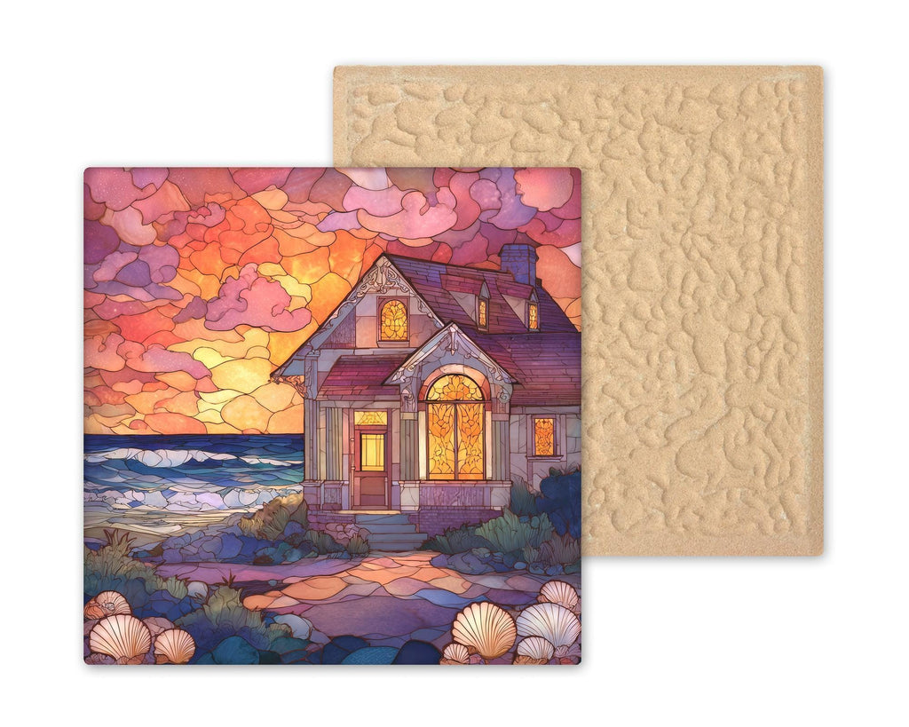 Coastal Cottage Sunset Wall Art Ceramic Tile Beach Cottage Gift Seaside Decor Ocean Art Coastal Lover Gift Tile
