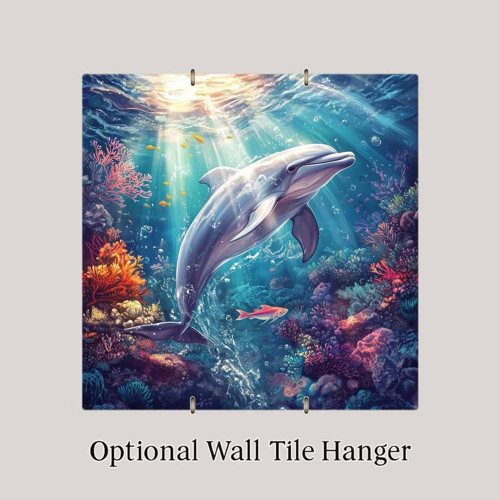 Dolphin Wall Art Ceramic Tile Dolphin Lover Gift Coastal Bathroom Decor Ocean Art Nature Gift Tile