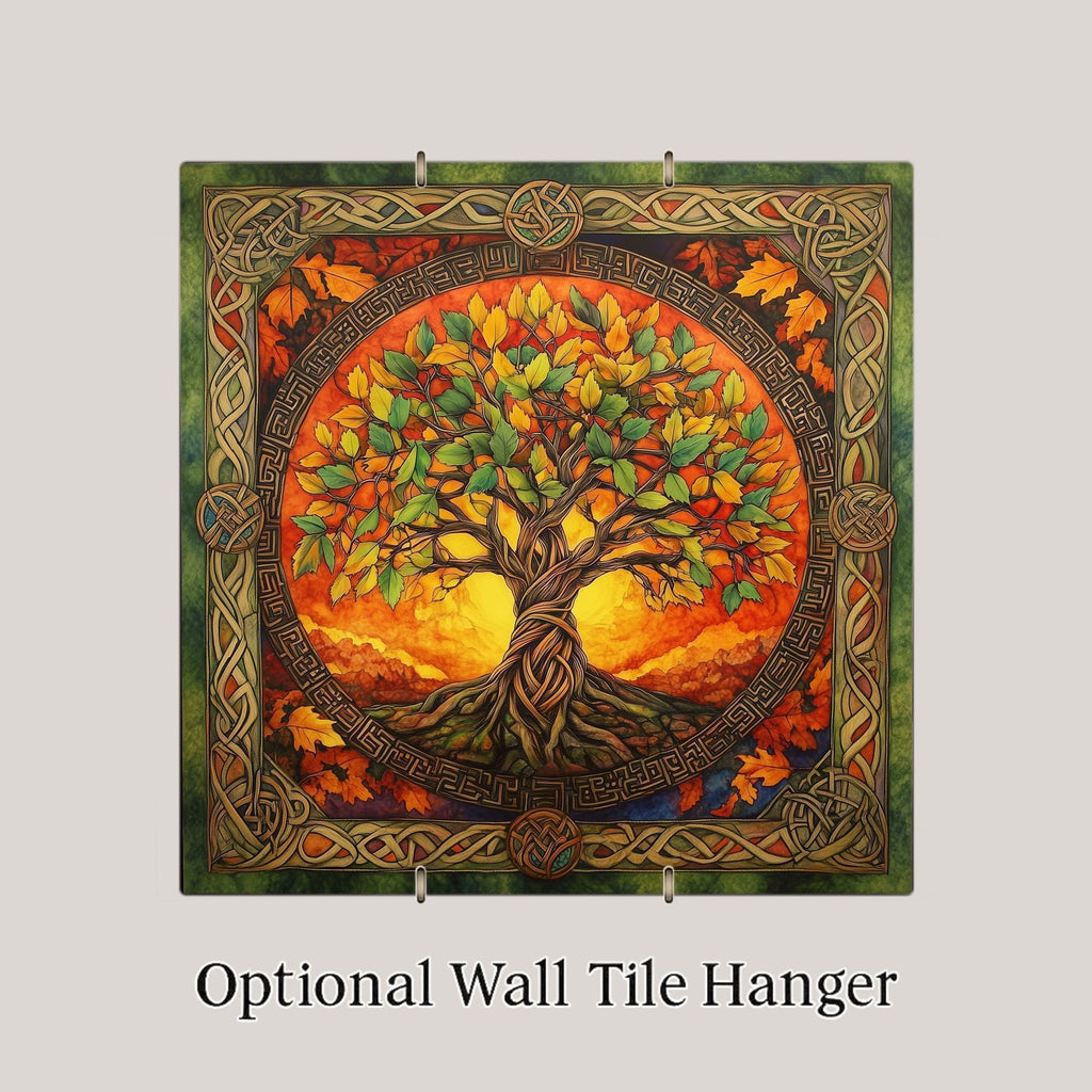 Celtic Tree of Life Ceramic Art Tile – Irish Heritage Gift, Celtic Knotwork, Pagan Druid Nature Spiritual Art