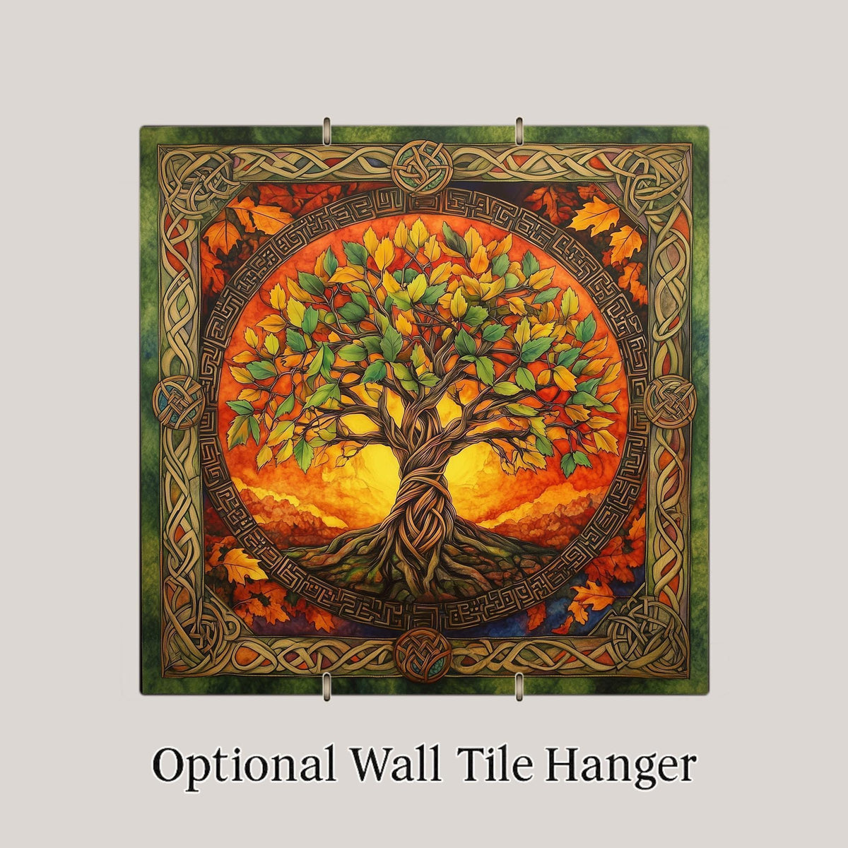 Celtic Tree of Life Ceramic Art Tile – Irish Heritage Gift, Celtic Knotwork, Pagan Druid Nature Spiritual Art