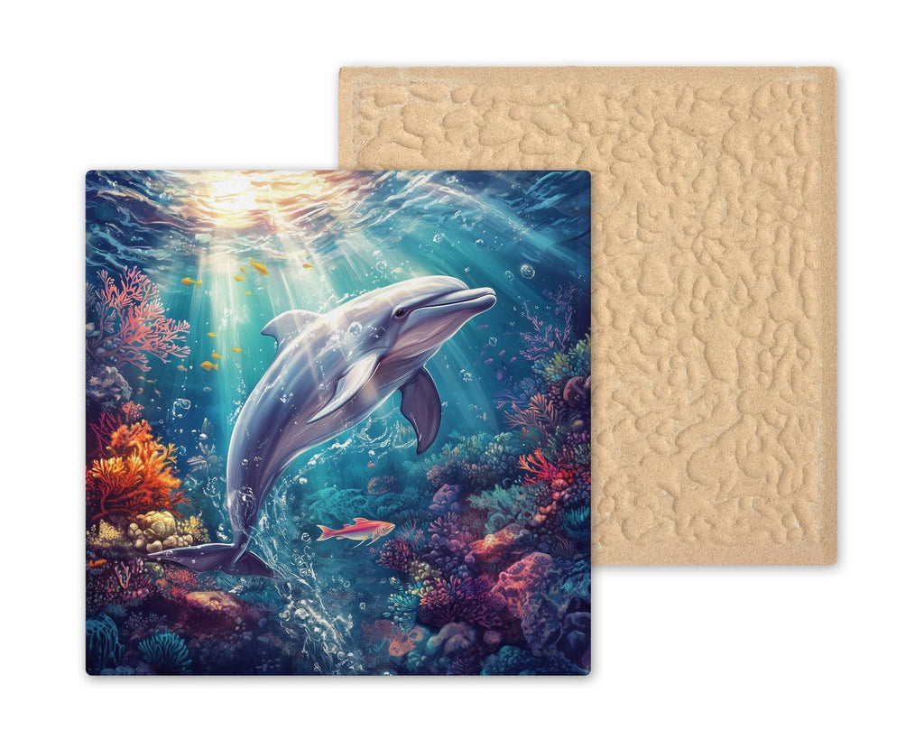 Dolphin Wall Art Ceramic Tile Dolphin Lover Gift Coastal Bathroom Decor Ocean Art Nature Gift Tile