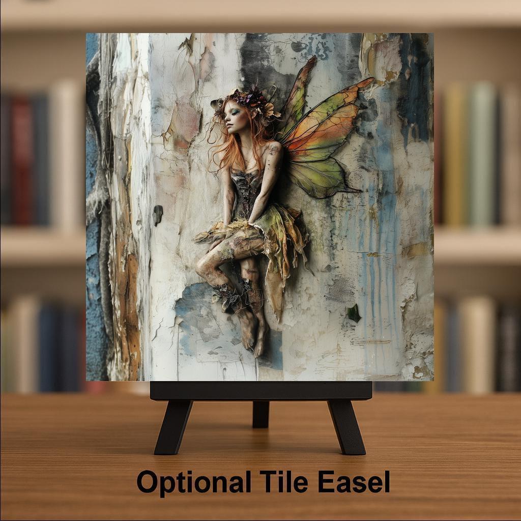 Fairy Ceramic Art Tile: Cabin Wall Decor Nature Lover Gift Woodland Home Decor Wall Art