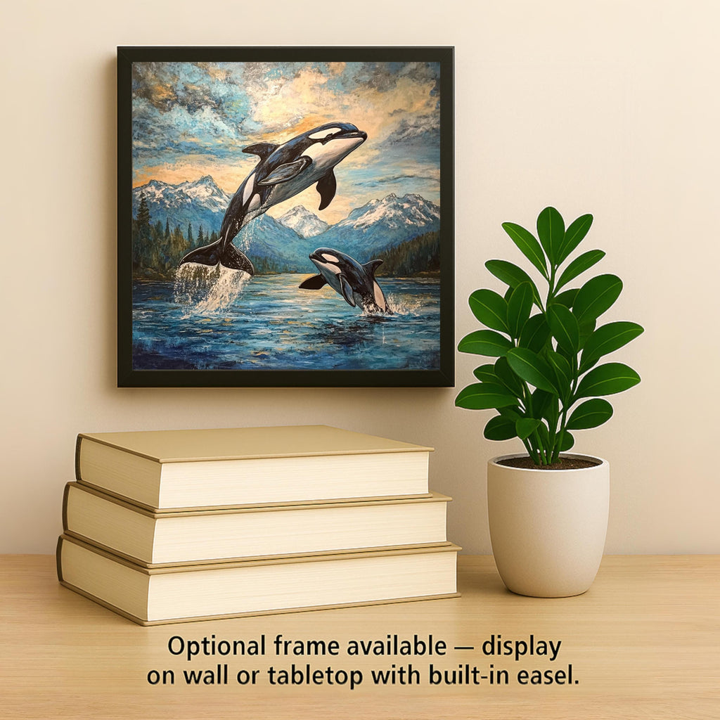 Orca Whale Wall Art Ceramic Tile Stained Glass Style Coastal Wildlife Gift Marine Life Art Whale Lover Nautical Anniversary Birthday