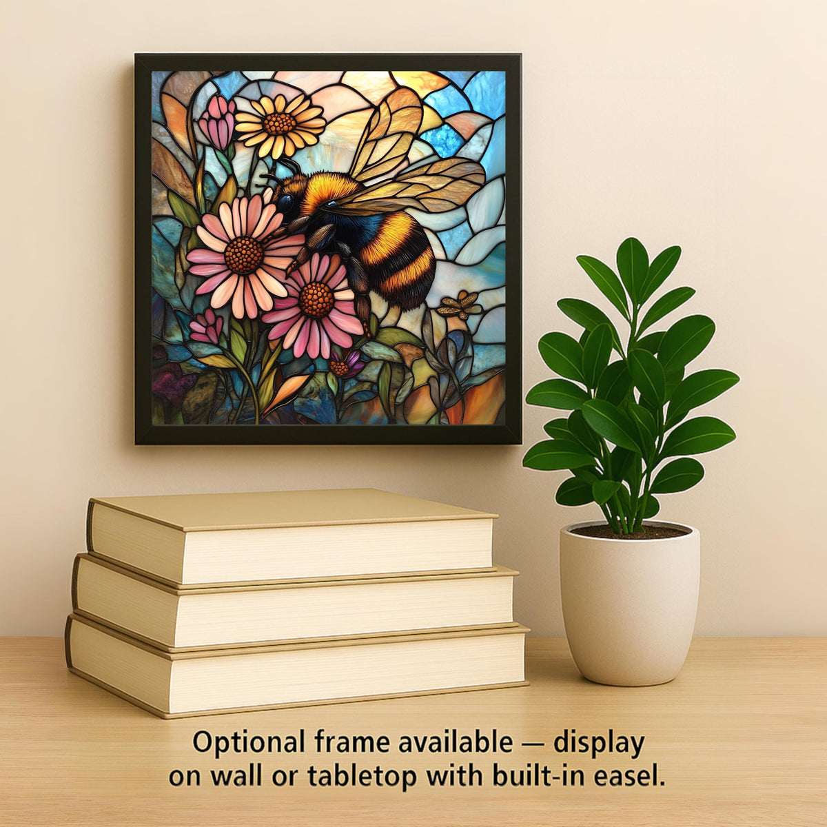 Bumblebee Wall Art Ceramic Tile Garden Gift Stained Glass Style Decor Nature Art Bee Lover Cottagecore Gift Tile