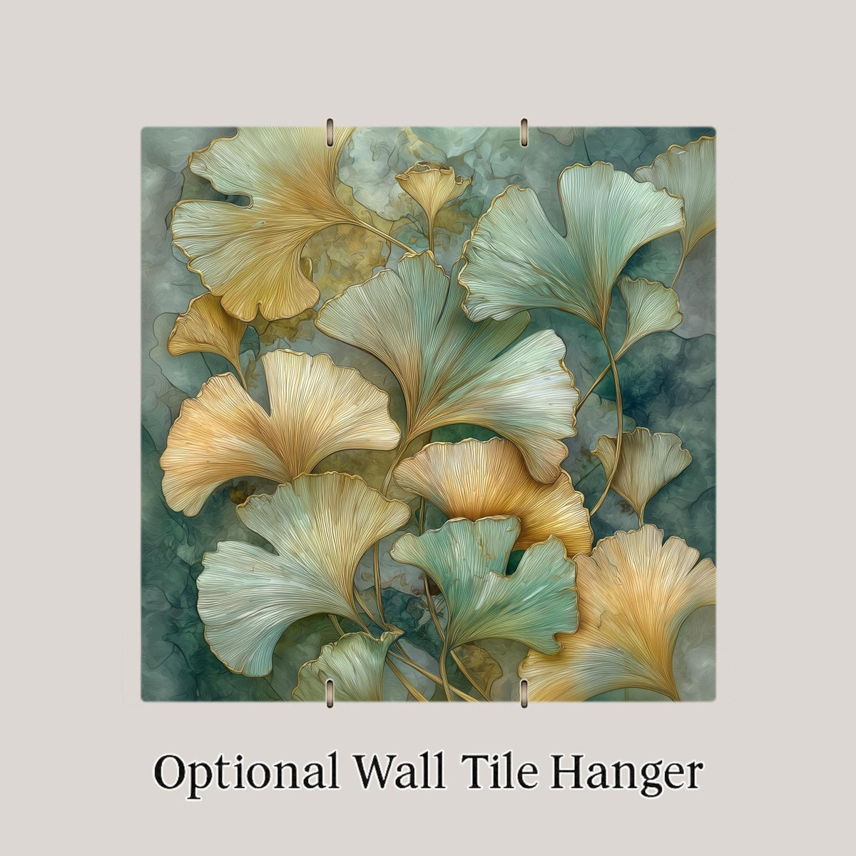 Ginkgo Botanical Wall Art Ceramic Tile Nature Inspired Gift Stained Glass Style Decor Plant Lover Art Gift Tile