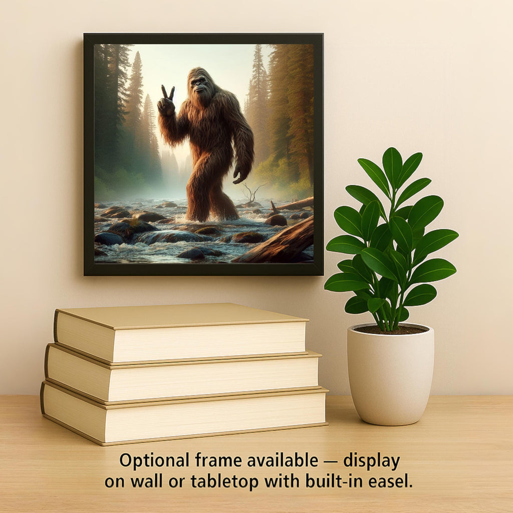 Bigfoot Sasquatch Ceramic Art Tile – Funny Man Cave Wall Decor, Pacific Northwest Cabin Cryptid Accent