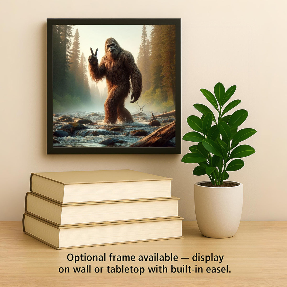 Bigfoot Sasquatch Ceramic Art Tile – Funny Man Cave Wall Decor, Pacific Northwest Cabin Cryptid Accent