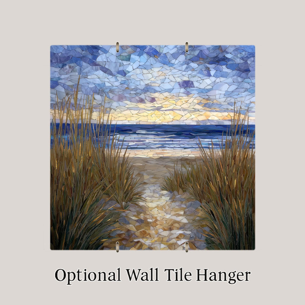 Cape Cod Beach Path Wall Art Ceramic Tile Stained Glass Style Coastal Gift Ocean Decor Place Identity