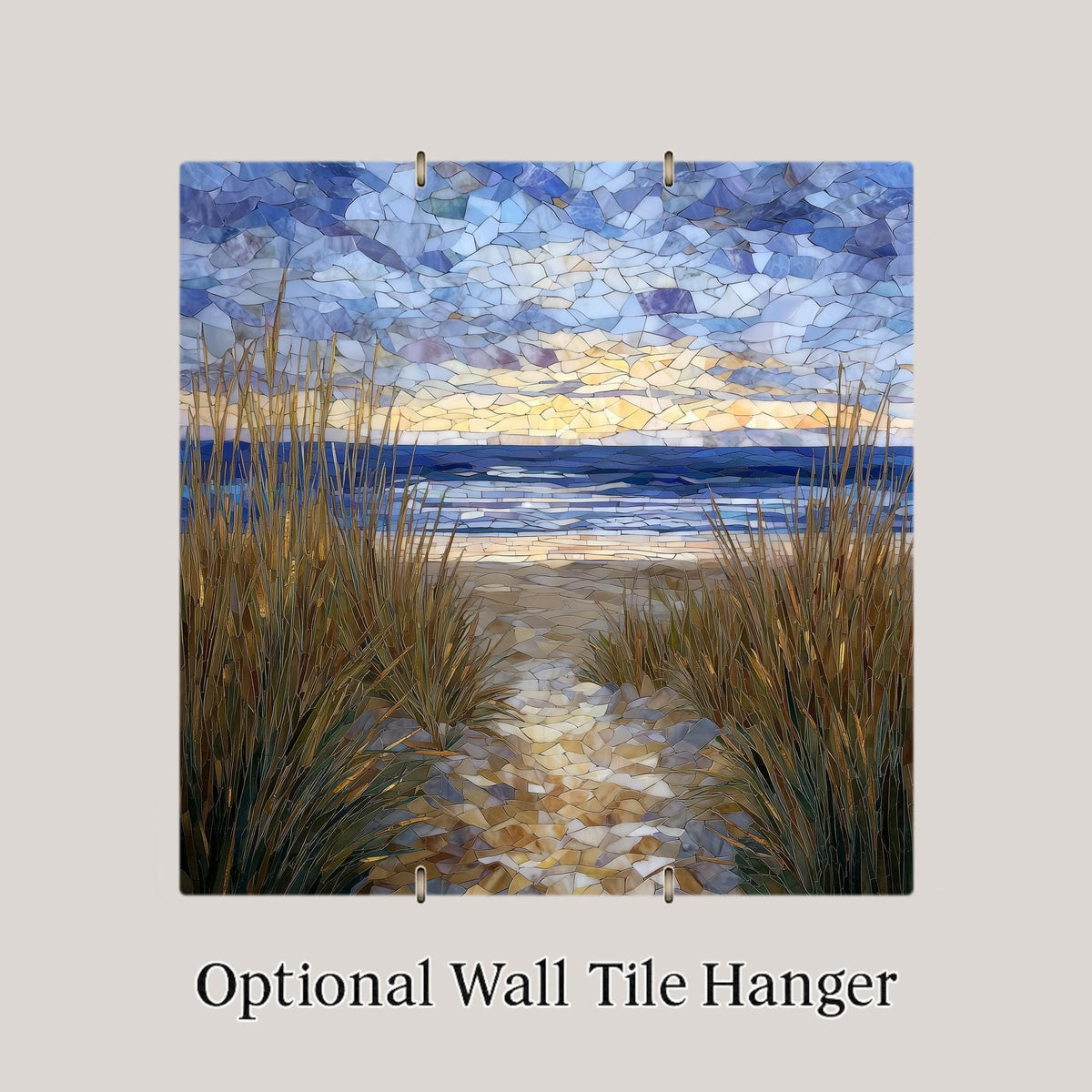 Cape Cod Beach Path Wall Art Ceramic Tile Stained Glass Style Coastal Gift Ocean Decor Place Identity