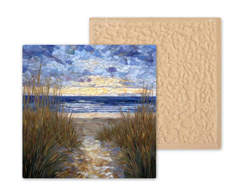 Cape Cod Beach Path Wall Art Ceramic Tile Stained Glass Style Coastal Gift Ocean Decor Place Identity