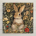 Bunny Wall Art Ceramic Tile Art Nouveau Gift William Morris Inspired Hare Nature Art Woodland Rabbit Lover Gift