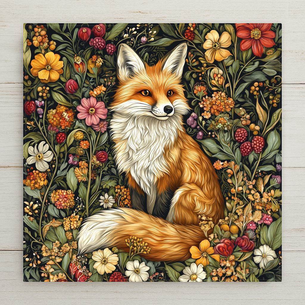 Enhance your home decor with this elegant Fox Ceramic Tile inspired by the timeless Art Nouveau and William Morris styles. Perfect for fox lovers, this classic trivet coaster will add a touch of vintage charm to any space. Bring a piece of the woodland into your home with this exquisite piece of art.