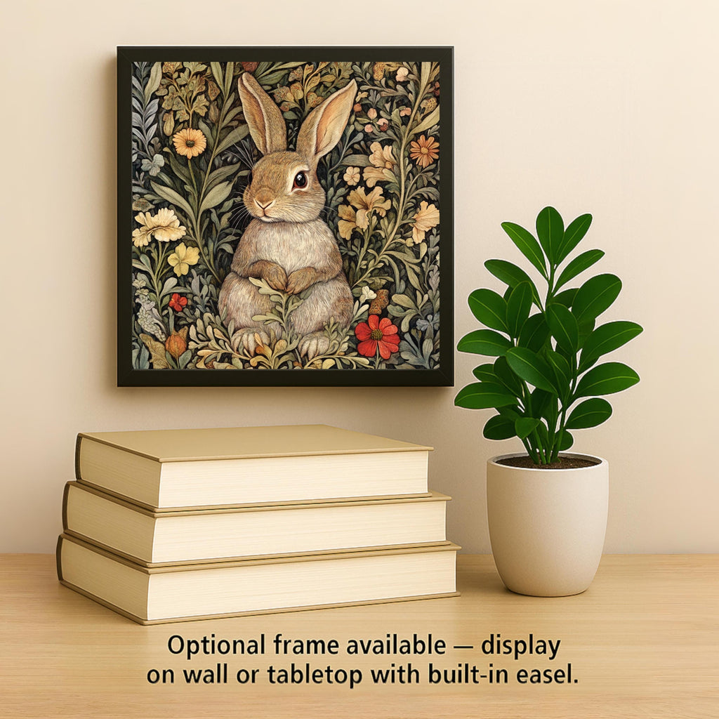 Bunny Wall Art Ceramic Tile Art Nouveau Gift William Morris Inspired Hare Nature Art Woodland Rabbit Lover Gift