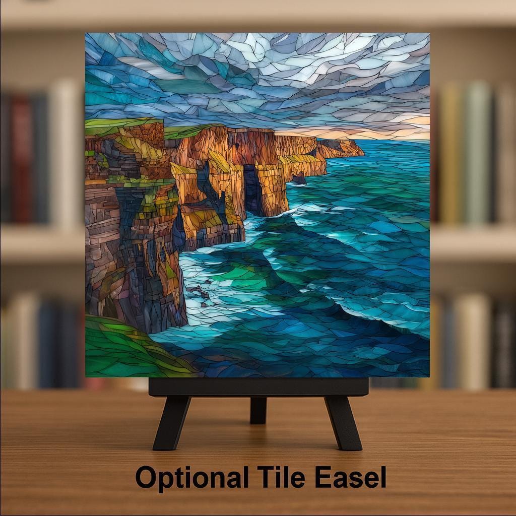 Cliffs of Moher Wall Art Ceramic Tile Ireland Gift Irish Heritage Decor Atlantic Coast Art Irish Gift Tile