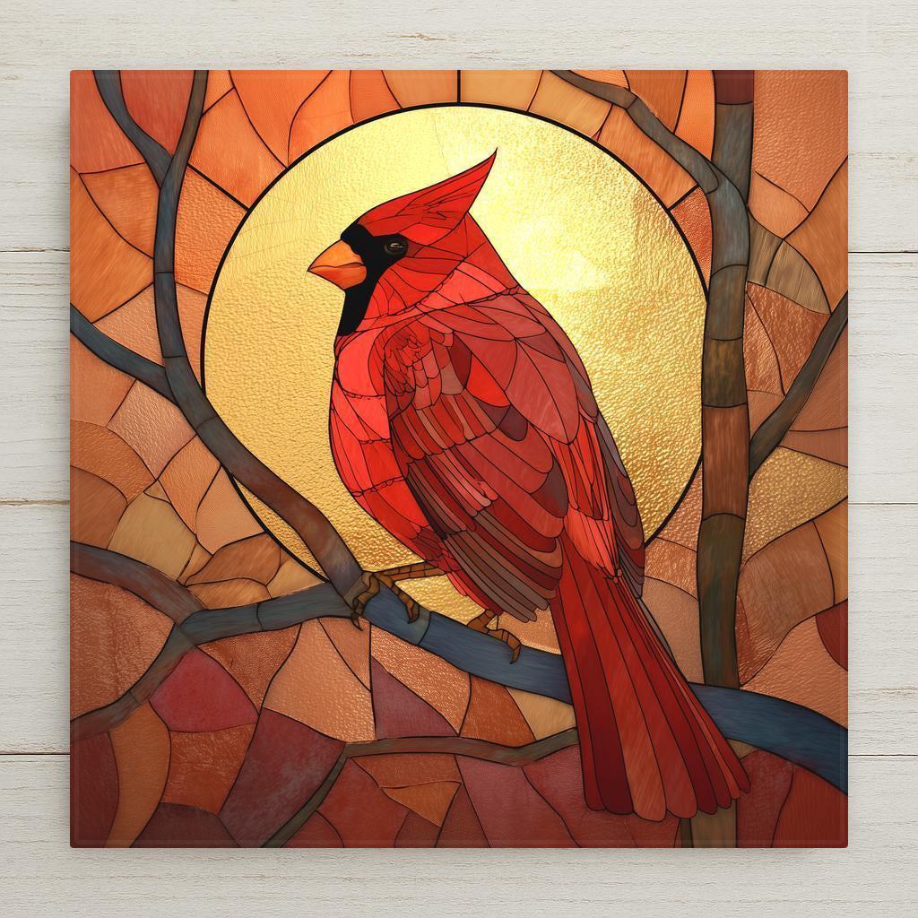 Irish Tile Style Cardinal Ceramic Art Tile – Stained Glass Style Bird Wall Decor, Sunri ...