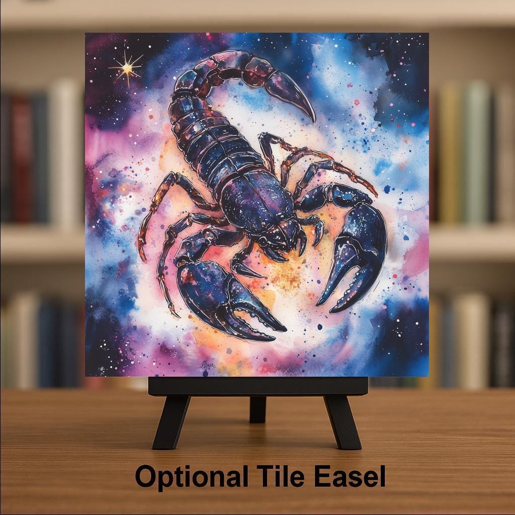 Scorpio Zodiac Ceramic Art Tile: Night Sky Wall Decor Mystical Home Decor Celestial Wall Art